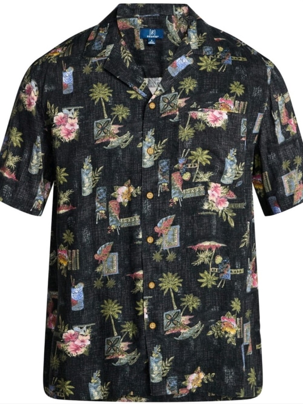 George Men's Relaxed Fit Printed Camp Shirt with Short Sleeves,